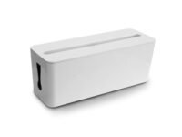 KHOOBREZ Cable Management Box | Mobile, Tablet & Charging Stand | Wire Organizer Box | Desk Organizer Wire Bin (White)