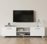Kennkari Engineered Wood TV Stand for 50-75 Inch Entertainment Center - Modern Media Console With Storage and Shelves for Living Room (White)