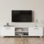 Kennkari Engineered Wood TV Stand for 50-75 Inch Entertainment Center - Modern Media Console With Storage and Shelves for Living Room (White)