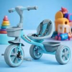 Kidsmate Starlight Premium Tricycle for Kids 2 to 5 yrs | Trikes for Boys & Girls | Baby Cycle with Eva Wheels, Bell and Toy Basket | Safe & Stylish Ride-On Bike | Max User Weight 30kg - Blue