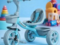 Kidsmate Starlight Premium Tricycle for Kids 2 to 5 yrs | Trikes for Boys & Girls | Baby Cycle with Eva Wheels, Bell and Toy Basket | Safe & Stylish Ride-On Bike | Max User Weight 30kg - Blue