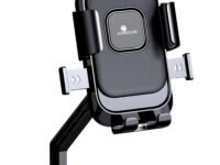 Kratos B2 Mirror Fit Mobile Holder for Scooty/Bike/Cycle with One Click Button Controlled Phone Mount, Mobile Holder for Bike 360° Rotation, Ideal for Maps and GPS Navigation, Secure Grip