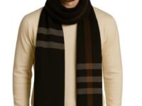 Krystle Men's Woolen Muffler – Soft Warm Wool Blend Scarf with Classic Check Pattern & Fringe Detailing (Free Size,White)