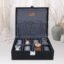 LEDO Men's and Women's Watch Box Holder Organizer Case In 8 Slots of watches In PU Leather with Royal Black&Gray color