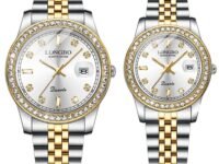 LONGBO Harmony Couple Watch Set Pack of 2 Analog Watches - Elegant Dual Tone Band Rhinestone Studded Case, Stainless Steel Band | Marriage Gift Set for Men and Women