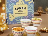 Larah by BOROSIL Opalware Bowl | Microwave & Dishwasher Safe Dinner Bowls for Salad, Fruits, Dal, Maggi, Snacks, Cereal | Breakfast Bowls | Ideal Crockery for Gifting (Boho & Rhythm, 4pc Set)