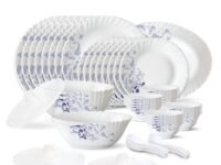 Larah by Borosil 47 pc Opalware Dinner Set for Family of 8 (Blue Eve)