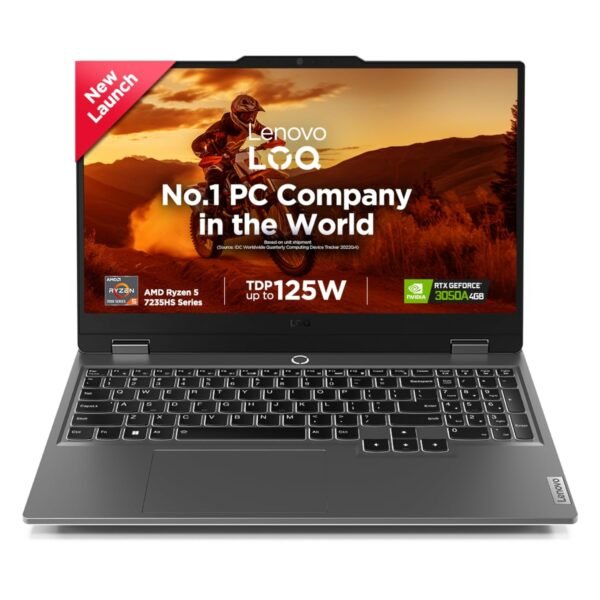Lenovo LOQ, AMD Ryzen 5 7235HS, RTX 3050A-4GB, 12GB RAM, 512GB SSD, [FHD], 15.6"/39.6cm, 144Hz, Windows 11, Office Home 2024, Grey, 2.4Kg, 83JC00HNIN, 3 Mon. Game Pass, Gaming Laptop