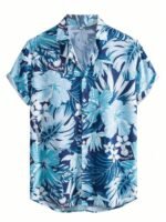 Leriya Fashion Men’s Tropical Hawaiian Button Down Shirt | Regular Fit Soft Rayon Short Sleeve Casual Beach Shirt with Floral Print|Summer Holiday Resort Outfit
