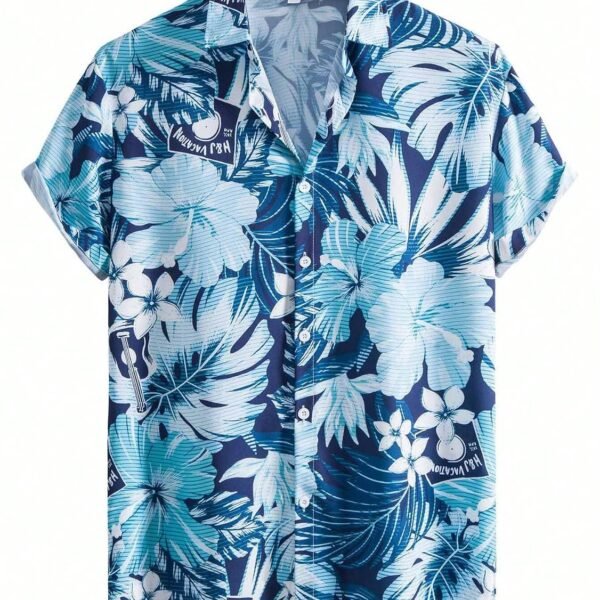 Leriya Fashion Men’s Tropical Hawaiian Button Down Shirt | Regular Fit Soft Rayon Short Sleeve Casual Beach Shirt with Floral Print|Summer Holiday Resort Outfit