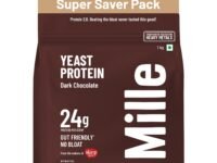 Mille Dark Chocolate Yeast Protein Powder (NEW LAUNCH) | 24g Protein/Scoop | NO BLOAT | NO Added Sugar | Fermented Yeast Protein Powder | Vegan | Has All 9 Essential Amino Acids | No Adulteration | 1kg