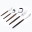 Mockery 5 Pieces Flatware Set with Wooden Handle, Stainless Steel Flatware Cutlery Set for Home and Restaurant, Travel Camping Cutlery Set, Kitchen Utensil Sets Include Knife Fork Spoon (Silver)