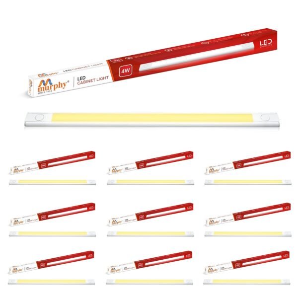 Murphy Aluminium 1 Feet G4 Led Under Cabinet Lighting, 4W Under Cabinet And Under Counter Lighting, Led Profile Light : Warm White, Pack Of 10