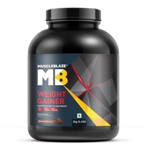 MuscleBlaze Weight Gainer Powder, Chocolate, 2kg (4.4lbs)