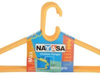 Nayasa Plastic Clothes Hangers Set of 6, Durable Wardrobe Hangers for Shirts, T-Shirts, Sarees, Dresses, Coats and Daily Clothing Organization, Yellow