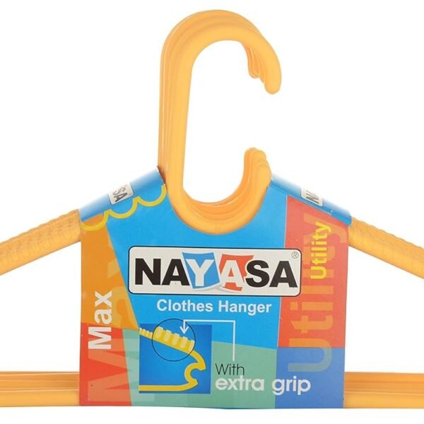 Nayasa Plastic Clothes Hangers Set of 6, Durable Wardrobe Hangers for Shirts, T-Shirts, Sarees, Dresses, Coats and Daily Clothing Organization, Yellow