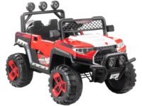 Norman Jr Battery Operated 4x4 ATV Runs on Garden & Sand Surface | Jeep Toy with Remote+Steering+RGB Light+Mp3 USB Music | Rechargeable Car for Kids to Drive 3 to 12 Years | XLarge Size (Bloody Red)