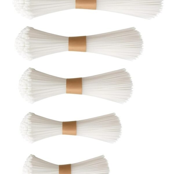 Nylon Self Locking Combo Cable Tie, 4" 6" 8" 10" & 12" Inches Length (100,150,200,250,& 300 mm) Wire Organizer Ties, Zip Ties, Cable Organizer, 100 Nos Each Size Total 500 Nos - White