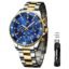 OLEVS Watches for Men Chronograph Business Wrist Watches Analog Quartz Moon Phase Stainless Steel Waterproof Luminous Dress Watches