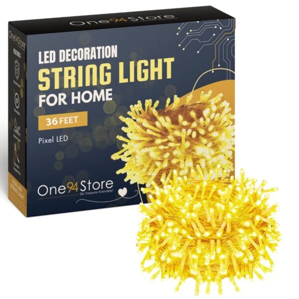 One94Store LED Pixel String Light Pack of 1 – 36 Ft Copper Wire Fairy Lights, Bright Warm White Lights for Diwali Decoration, Home Décor, Pooja, Festival, Christmas, Wedding & Party
