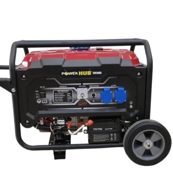 POWER HUB SW3600-3000 Watts OR 3KW Powered Self Start Generator With Heavy Duty Engine|Home & Commercial Use|Petrol Generator|1 Year Full Warranty & Life Time Spares Supply