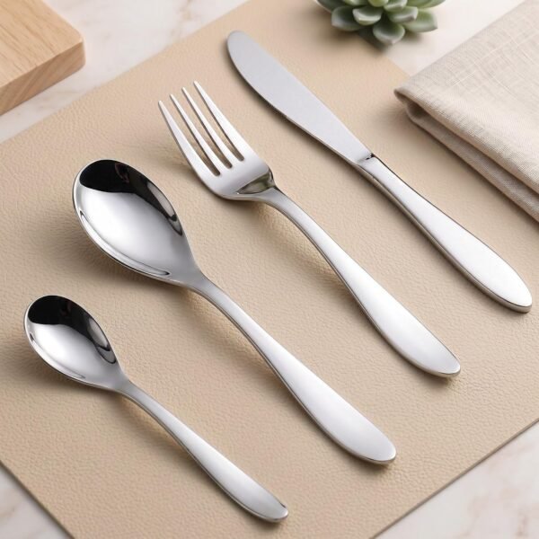 Parage 24 Pieces Premium Stainless Steel Cutlery Set for Home & Kitchen (Contains: 6 Table Spoons, 6 Forks, 6 Tea Spoons, 6 Knives) Spoon Set, Luxury Dining Tableware Gift for House Warming, Silver