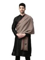 Pashmoda Men Woollen Kanni Shawl, Authentic Kashmiri Luxury Pashmina Designs, Full Gents Lohi (Size 266x123 cms, Beige Color)