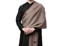 Pashmoda Men Woollen Kanni Shawl, Authentic Kashmiri Luxury Pashmina Designs, Full Gents Lohi (Size 266x123 cms, Beige Color)