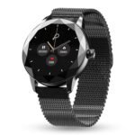 Pebble Vienna Smartwatch with HD Display, Diamond-Cut Design, Glossy Metallic Finish, Mesh Metal Strap, Female Health Monitoring, DIY Watch Faces - Classic Black
