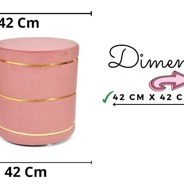 Pouffes Sitting Stool for Living Room, Mudda Puffy Wooden Ottoman Stools, Pouffe Footstool, Pouf for Office Home Decoration & Dressing Table, 16X18 Inch (Gajri New), Pink
