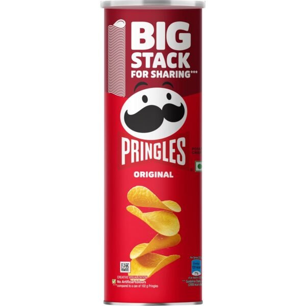Pringles Original | Potato Chips | Classic Salted Potato Chips | Crispy Snack | Crunchy Snack for Movies, Games & More | On-the-Go Can | 141g