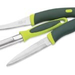 RITU Stainless Steel Kitchen Knife and Peeler Set of 3 Combo | for Daily Use | Sharp Blades Multipurpose Peeling Cutting Tool | Rust -Resistant Durable Blades | Green Ergonomic Handle