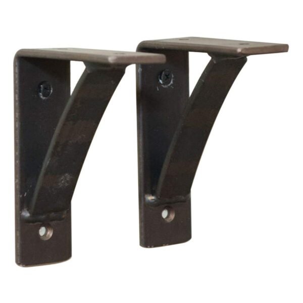 RRD Heavy Duty Steel Mantel Brackets (2 Pack) - Countertop Support for Fireplace - Hand Welded Rustic Farmhouse Decor (4"x5"x1.5", Natural Steel)