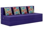 Rosebell Foldable Four Seater Sofa Cum Bed, Sofa Bed 6 X 6 Feet, Jute Fabric- Washable Cover- Including 4 Cushion Perfect for Home & Office for Guests(Purple Color)