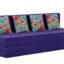 Rosebell Foldable Four Seater Sofa Cum Bed, Sofa Bed 6 X 6 Feet, Jute Fabric- Washable Cover- Including 4 Cushion Perfect for Home & Office for Guests(Purple Color)