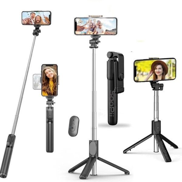 S1 Selfie Stick Tripod Mobile Stand, 28 inch / 70CM Reinforced Tripod for Mobile Phone, Multi-Functional Bluetooth 3in1 Long Selfie Stick for Travel,Vlogging,Compatible with iPhone and All Smartphones