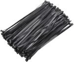 SCHOFIC Cable Zip Ties Heavy Duty 200 MM [Size 8 INCH], Ultra Strong Plastic [Polyamide] Wire Ties with 120 Pounds Tensile Strength, Nylon Tie Wraps with 7.2 MM Width (BLACK, 100)