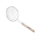 SIGNAMIO Deep Fry Strainer Spoon jhara for Kitchen Wood Handle 16 cm
