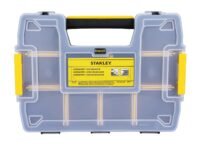 STANLEY STST1-70720 Professional Heavy Duty 10 Compartment Sort Master Light Organizer, 2.5 Kg Weight Capacity, Customizable 8 Removable Dividers, Polypropylene Textured Lid, 11.6x29.3x22.4 cm