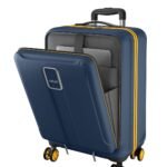 Safari Cabin Trolley Bag with Laptop Compartment, Hardside Polycarbonate Small (55cm) Suitcase | 360° 8 Wheel Spinner Travel Luggage| Recessed Combination Lock|Thorium Neo| Graphite Blue