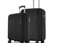 Safari Genius Alley Set of 2 (Cabin + Medium) Trolley Bags Hard Case Polypropylene, 4 Spinner Wheels, 360 Degree Wheeling Luggage, Travel Bag, Suitcase for Travel, Trolley Bags for Travel, Black