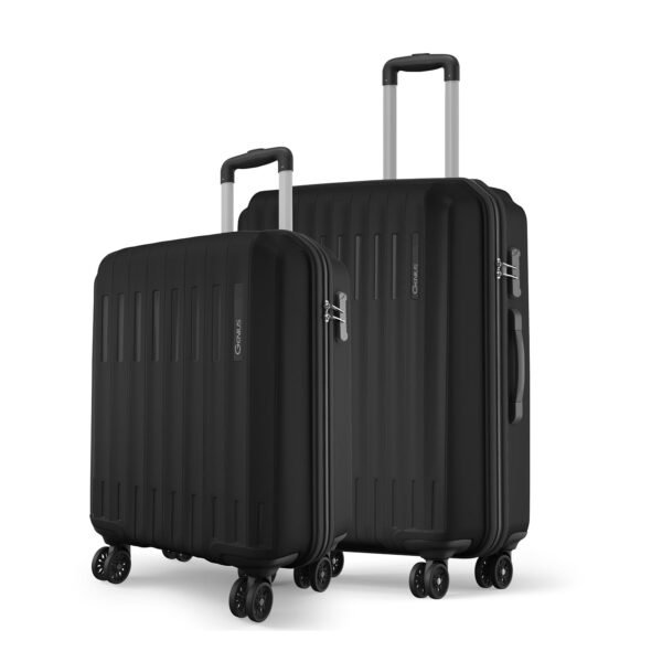 Safari Genius Alley Set of 2 (Cabin + Medium) Trolley Bags Hard Case Polypropylene, 4 Spinner Wheels, 360 Degree Wheeling Luggage, Travel Bag, Suitcase for Travel, Trolley Bags for Travel, Black