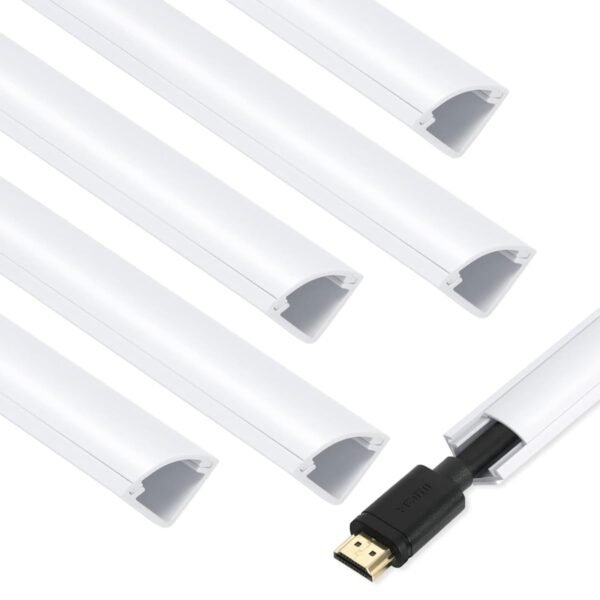 Serplex 15.7in PVC Cable Raceway 5Pcs Self-Adhesive Wall Cord Hider