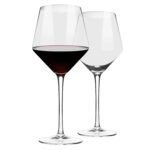 Sipologie Beaujolais Wine Glass Set of 2- Hand Blown Lead-Free Crystal Glass, Ultra Thin Rim, Long Stem | Perfect for Red Wine - Modern Design 480 ml Red Wine Glasses Set of 2
