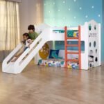 Smartsters Castle Loft Bed - Medium Height with Slide, Climbing Wall, Hideout & Ladder for Children | Ideal for Kids Bedroom | Engineered Wood | 40x81x58 inches, White