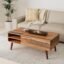 Solid wood Lift Top Extendable Coffee table/Center table with shelf storage for living room/Office furniture (Brown)