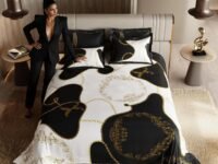 Stoa Paris 300TC UltraSatin Super Size Bedsheet with 4 Pillow Covers, 274cm x 274cm Ideal for King & Double Bed, Gentle on Skin & Hair, Fade & Wrinkle Resistant, Quick Dry, Baroque - Cream-Gold