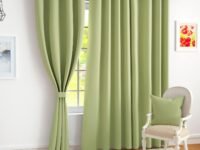Story@Home 100% True Blackout Door Curtains 7 Feet Long Set of 2 | Plain Design | Room Darkening Curtain | Thermal Insulated Curtains for Living Room, Bedroom | (116 x 215 cm, Light Green)