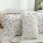 Story@Home 190 TC Cotton Double Bedsheet Set with 2 Pillow Covers | Soft Breathable Fabric | 250 x 225 cm Double Bed Sheet | Off White & Brown Floral Printed Bedding for Bedroom