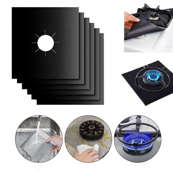 Stove Top Burner Covers 4Pcs, Reusable Gas Hob Range for Burner Protector Liner Cover Clean Mat, Cooker Double Thickness Stove Cover for Fast Kitchen
